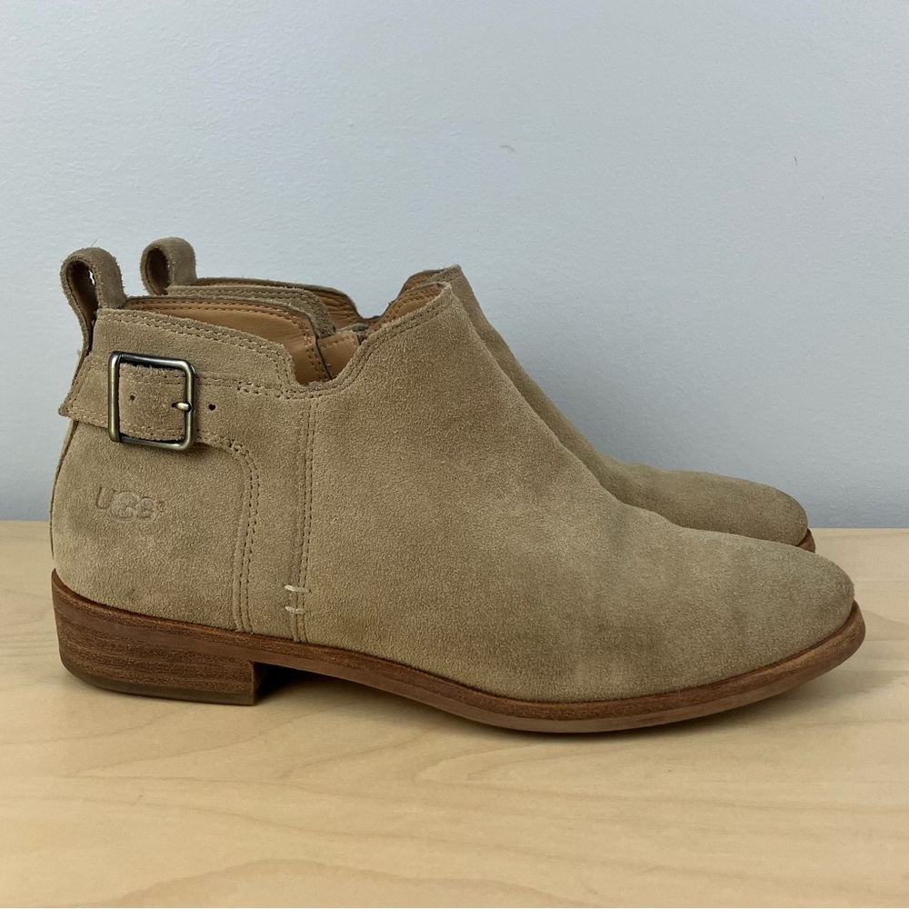 UGG Women’s Size 7.5 Kelsea Tan Beige Suede Zip Ankle Booties